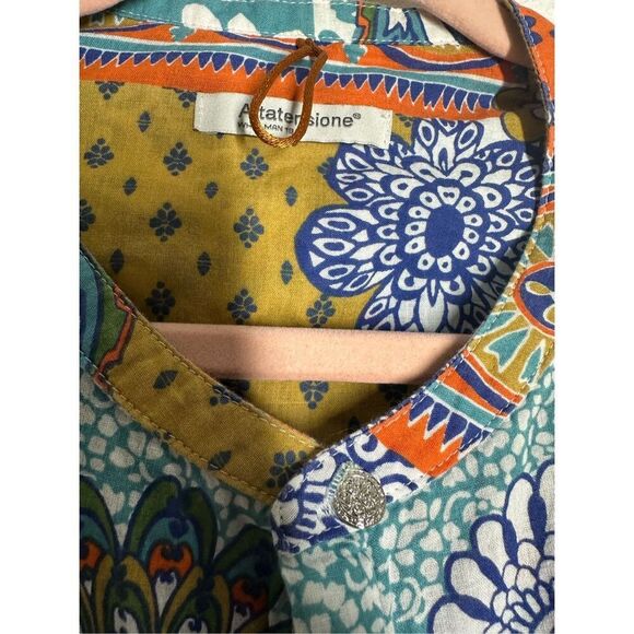 ALTATENSIONE Men's Paysley Button Down Shirt Long Sleeve Cotton Sz M *See Notes - Picture 2 of 9